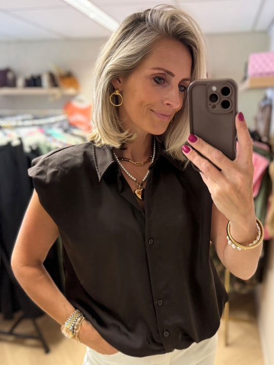 Blouse Nikki Satijn Koord Choco