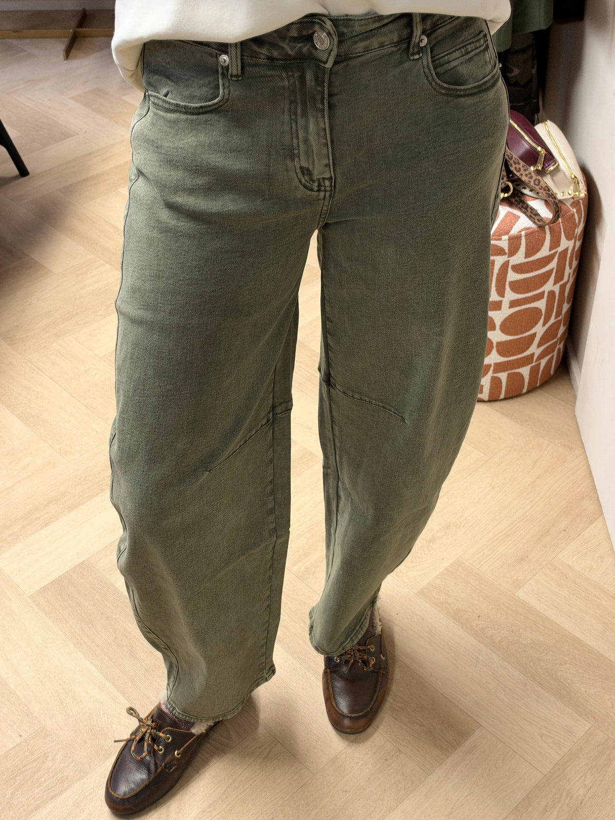 Jeans Laulia Balloon Mid Rise Groen