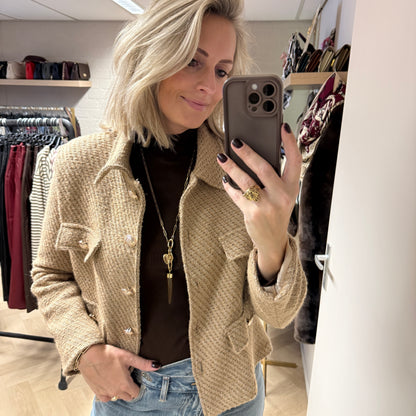 Ketting Lang Bedel Tand Hart Bruin