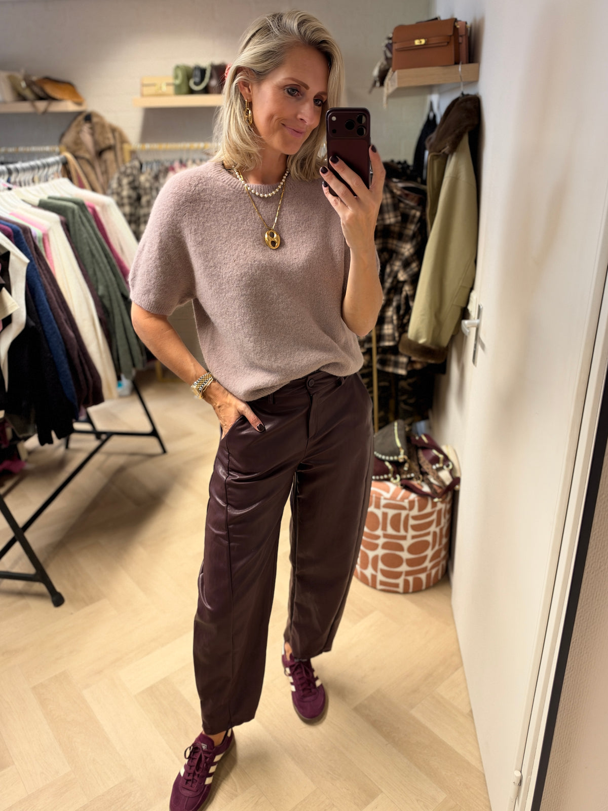 Trui Claudia Korte Mouw Alpaca Lichtmauve