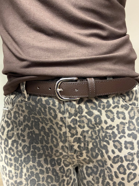 Riem Suus Leer Donkerbruin Zilver