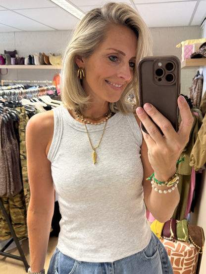 Top Lisa Rib Light Grey Mélange