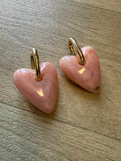 Oorbellen Heart Lichtroze