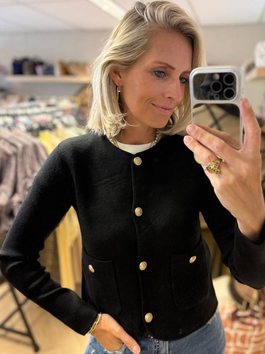 Vest Kelly Knopen Zwart