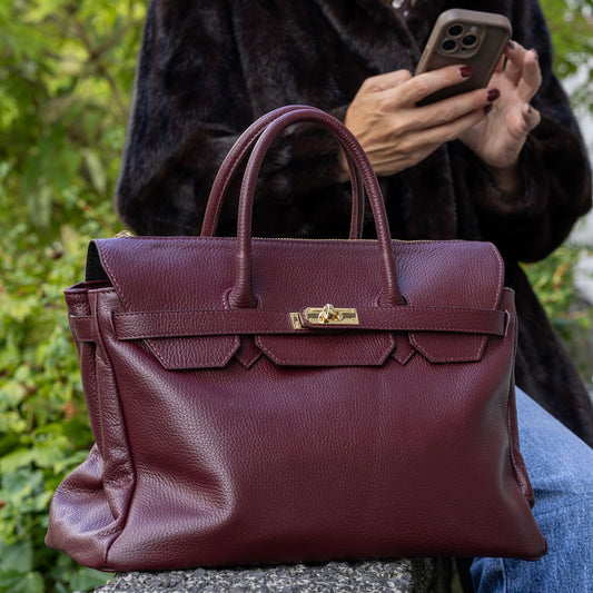 Tas Birdie Large Classic Grain Burgundy