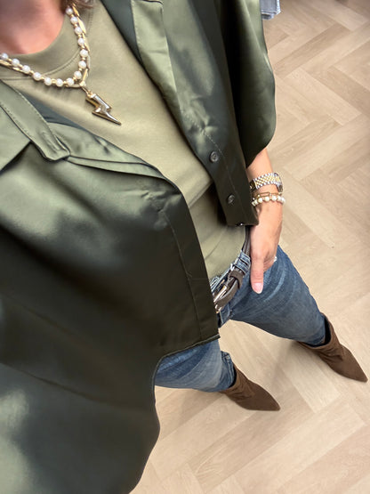 Blouse Satijn Mila Ballonmouwen Groen