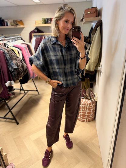 Blouse Mila Ruit Ballonmouwen Blauw