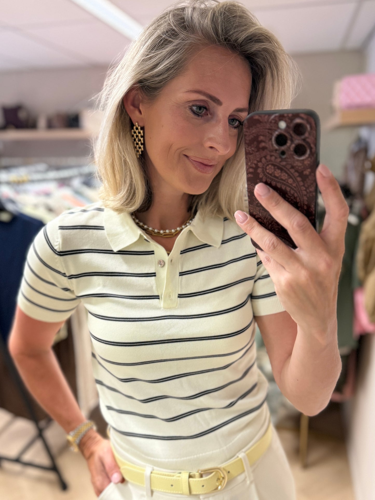 Polo Macy Streep Zachtgeel