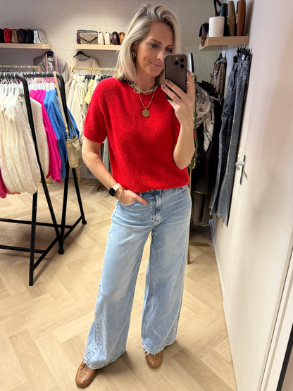 Trui Claudia Korte Mouw Alpaca Rood