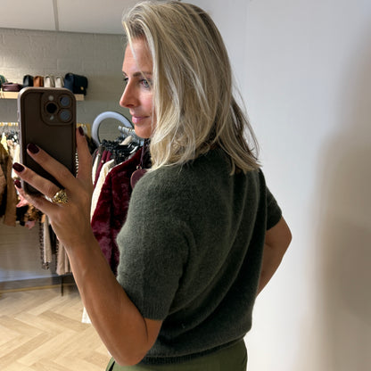 Trui Claudia Alpaca Korte Mouw Armygroen