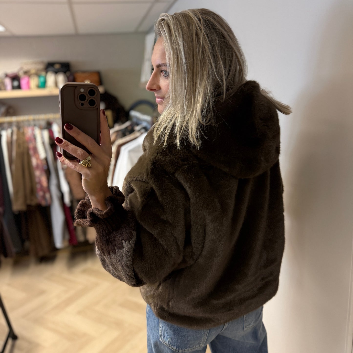 Jas Celia Faux Fur Mocha