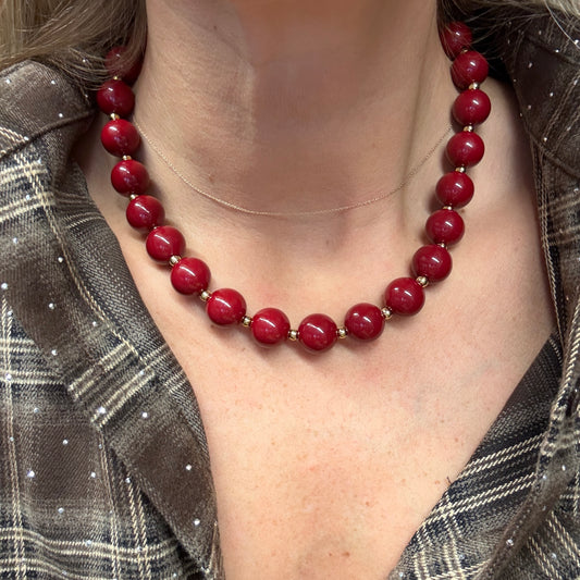 Ketting Stenen Bordeaux goud