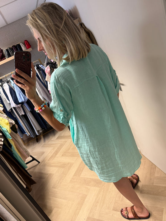 Blouse Jurk Puro Linnen Aqua
