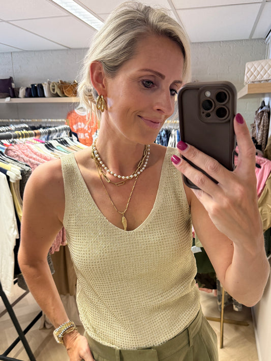 Top Jill Strass V-hals Beige