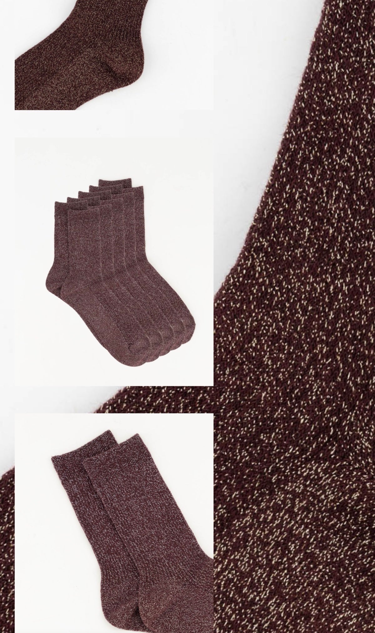 Sokken Regalo Lurex Bordeaux Goud
