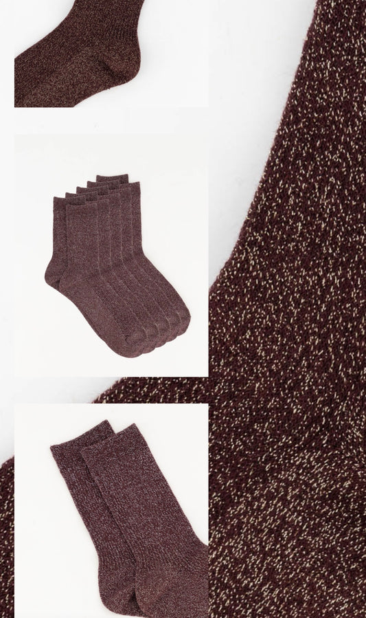 Sokken Regalo Lurex Bordeaux Goud