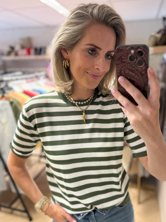 Trui Molly Streep Groen Wit
