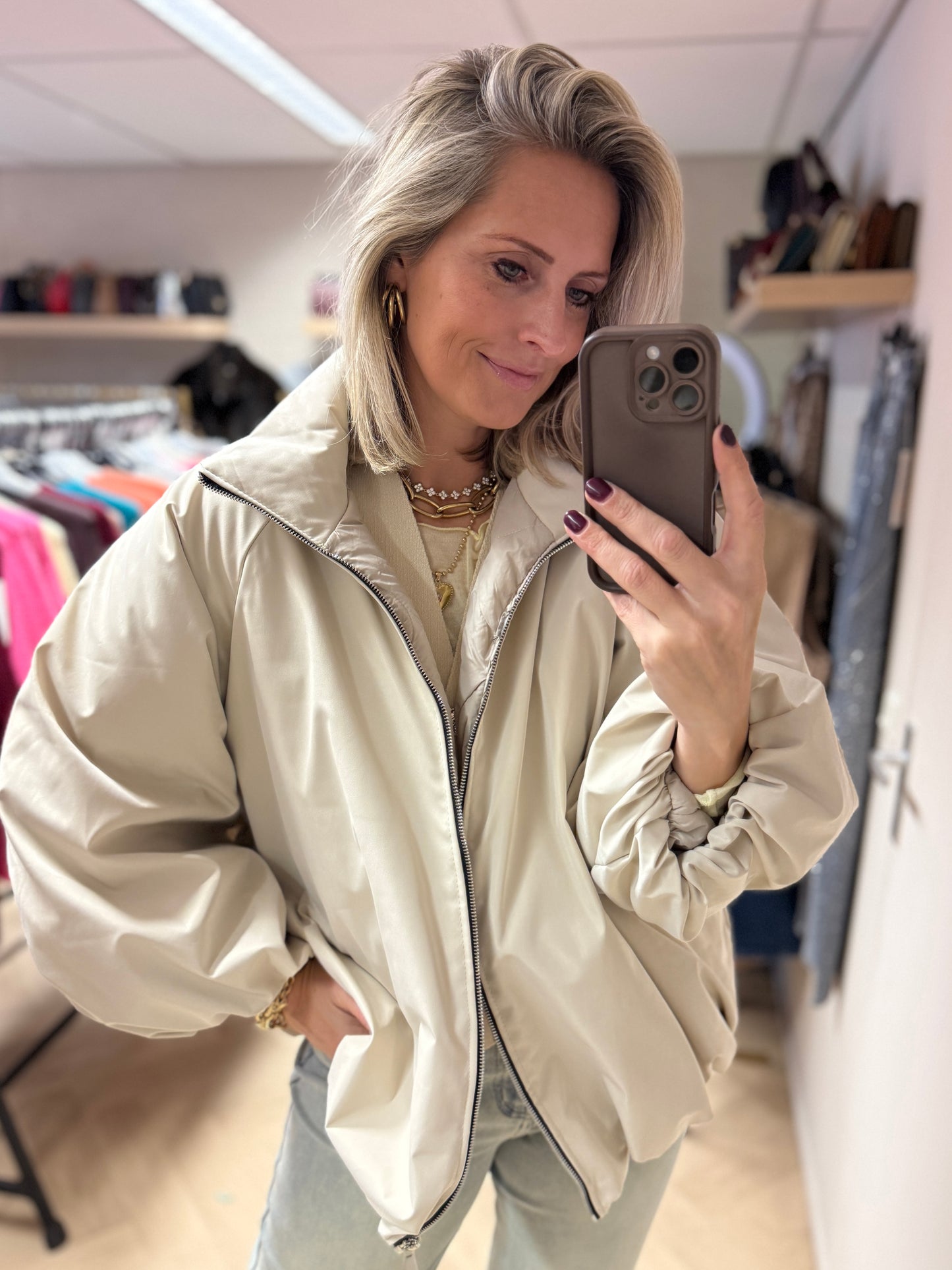 Jas Fabienne Pof Gevoerd Ecru