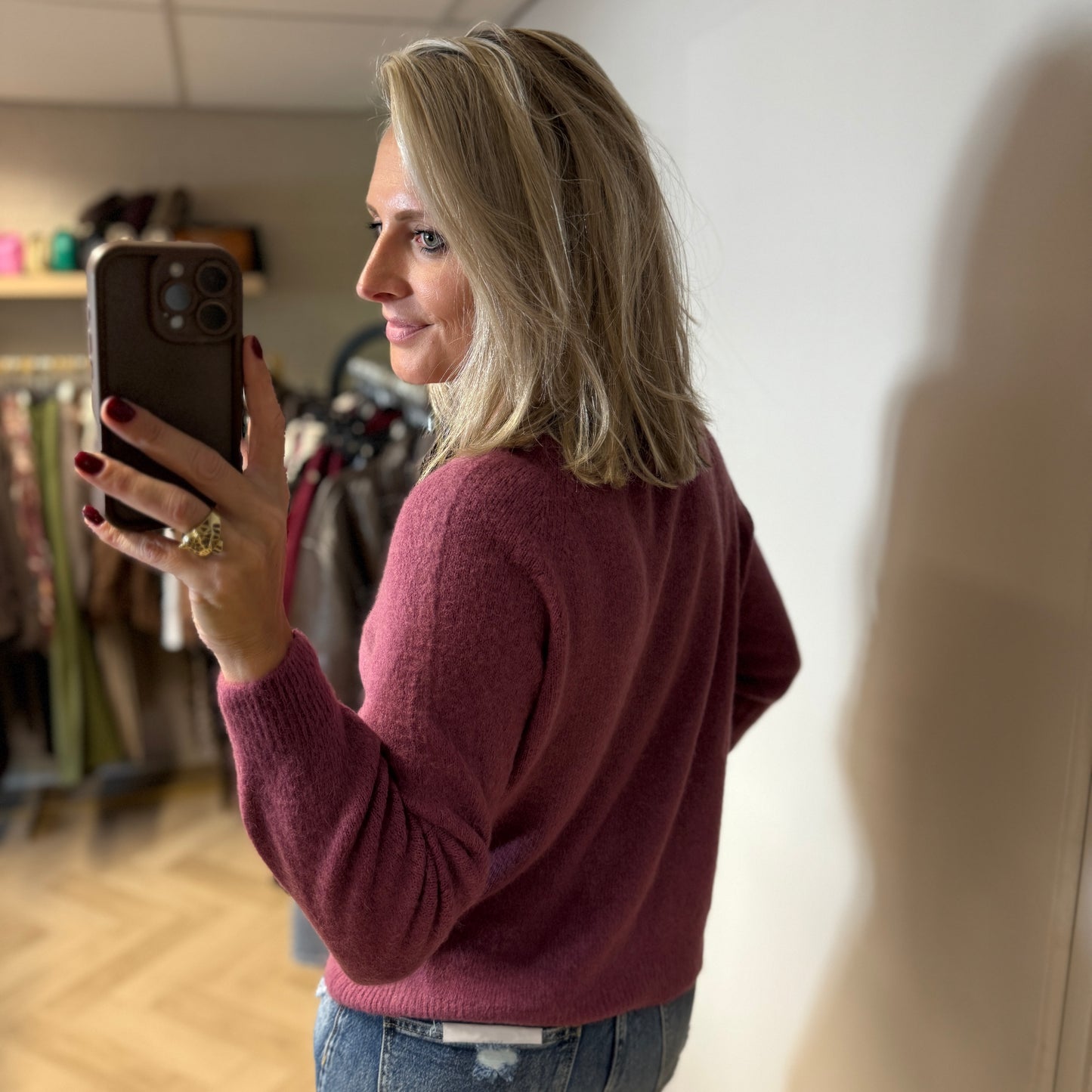 Trui Claudia Alpaca Lange Mouw Mauve