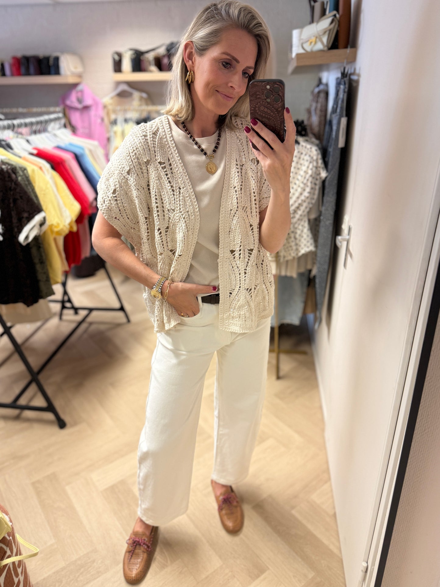 Vest Elize Crochet Beige
