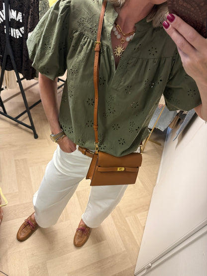 Blouse Gina Broderie Armygroen