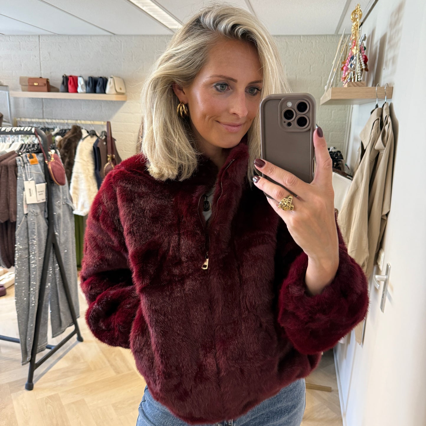 Jack Francy Faux Fur Burgundy