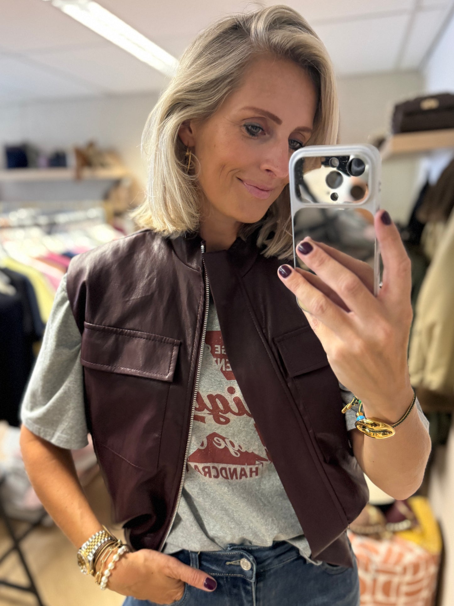 Gilet Haily PU Burgundy