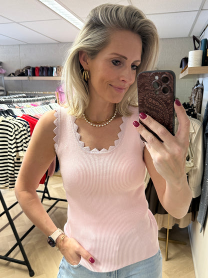 Top Stella Rib Lurex Roze