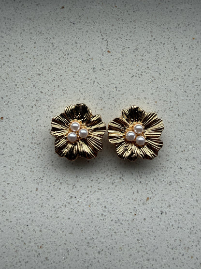 Button Cover Set Flower Parel Goud