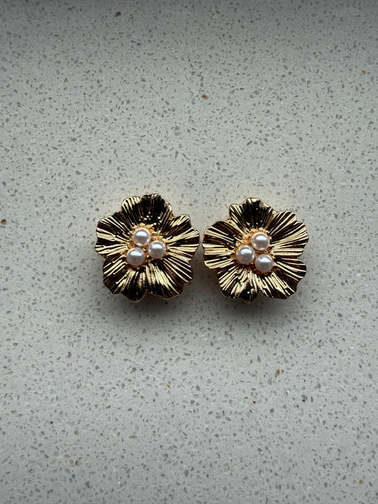 Button Cover Set Flower Parel Goud