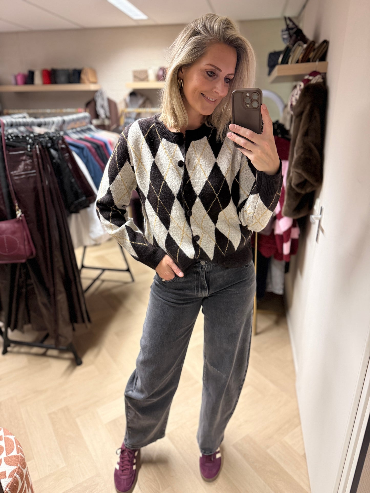 Vest Claire Donkerbruin Beige