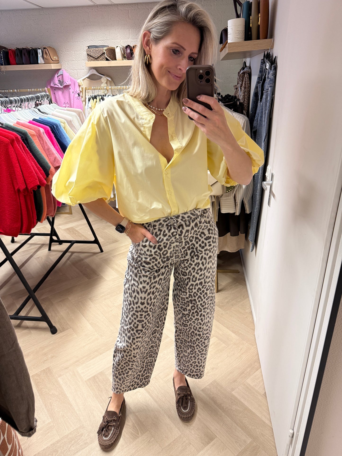Blouse Fenna KM Pofmouw Zachtgeel