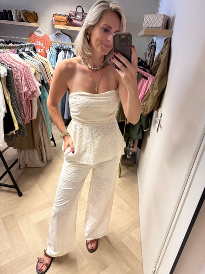 Co Ord Set Broderie Marije Offwhite