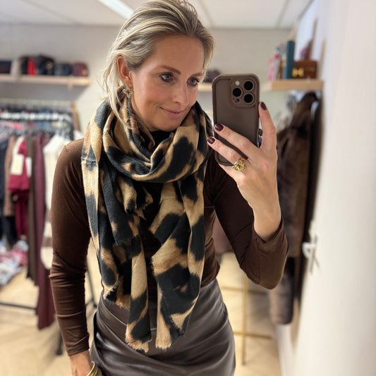 Sjaal Leopard Bruin Zwart