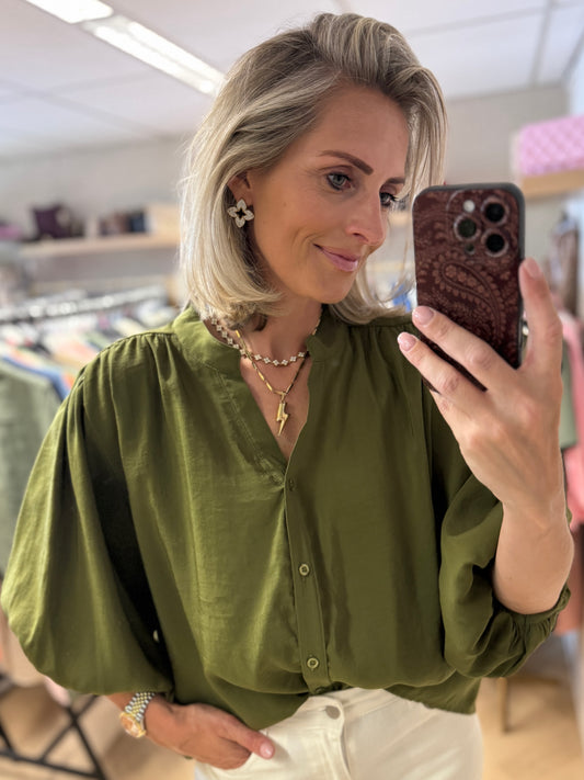 Blouse Ella Pofmouwen Groen