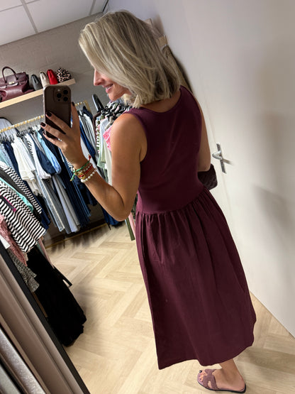 Jurk Katy Katoen Topdress Wijnrood
