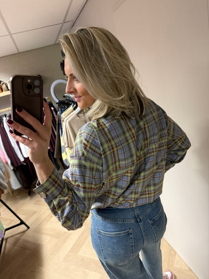 Blouse Stropdas Lichtblauw Geel