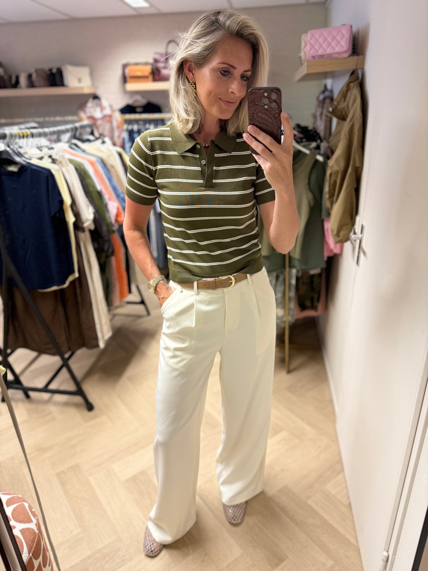 Polo Macy Streep Armygroen