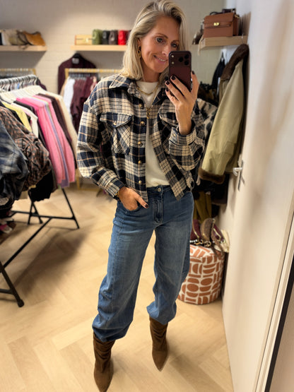 Vest Blouse Jill Ruit Donkerblauw Ecru