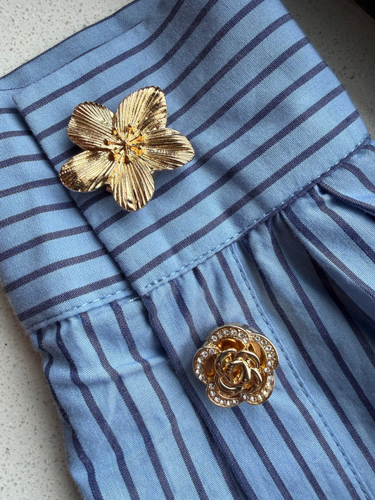 Button Cover Set Flower Goud