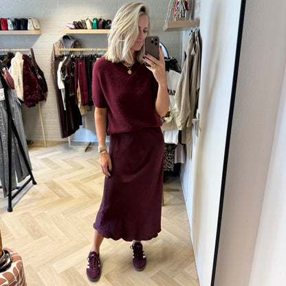 Trui Claudia Alpaca Korte Mouw Burgundy