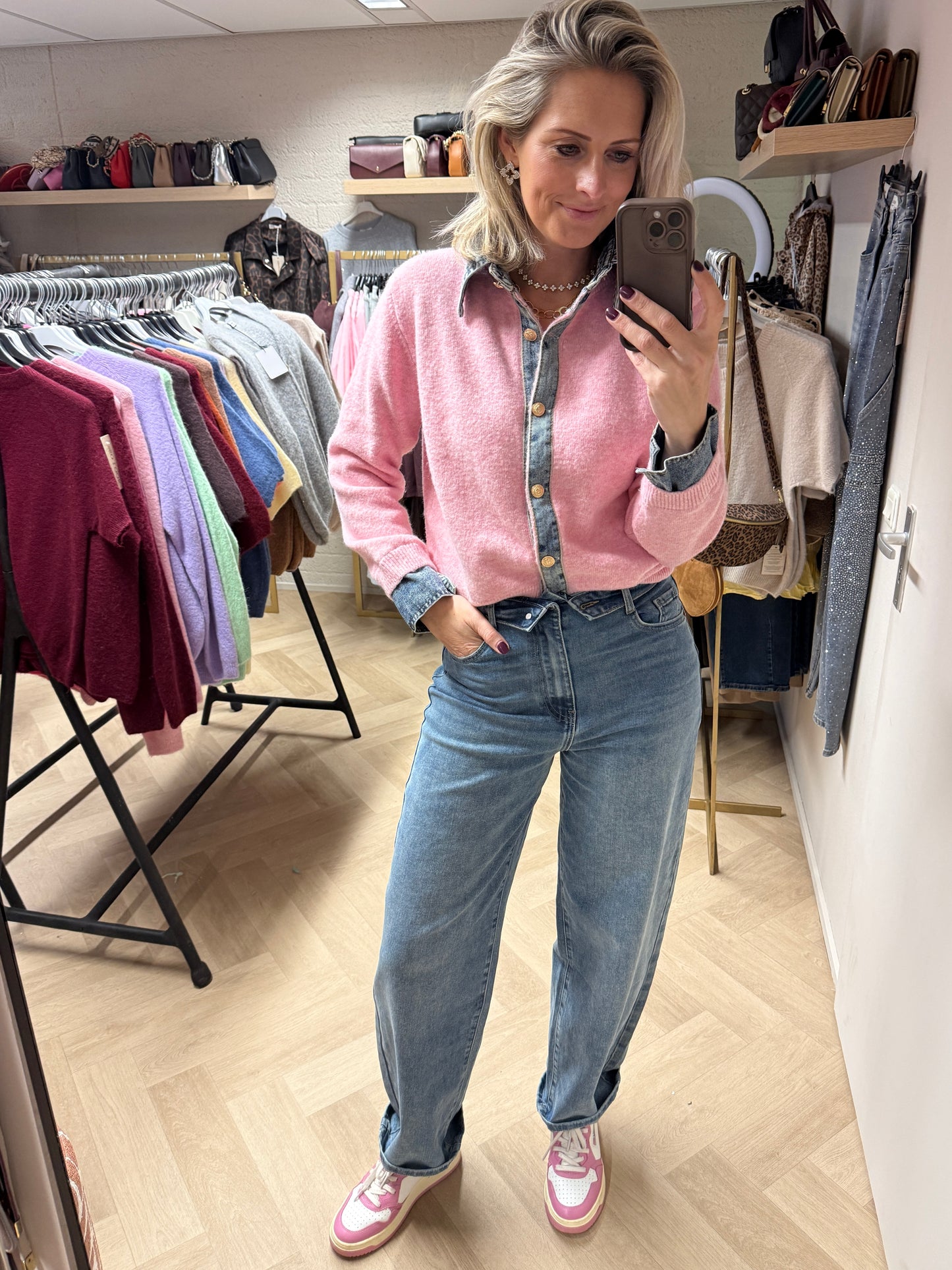 Jeans Yvette Omslag Barrel Fit Medium Blue