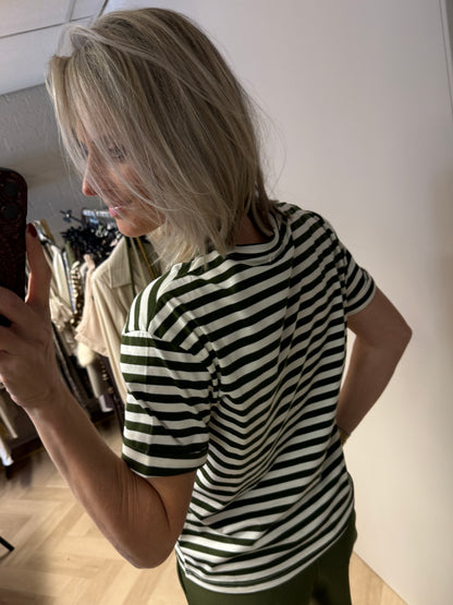 T-shirt Emma Katoen Streep Groen KM