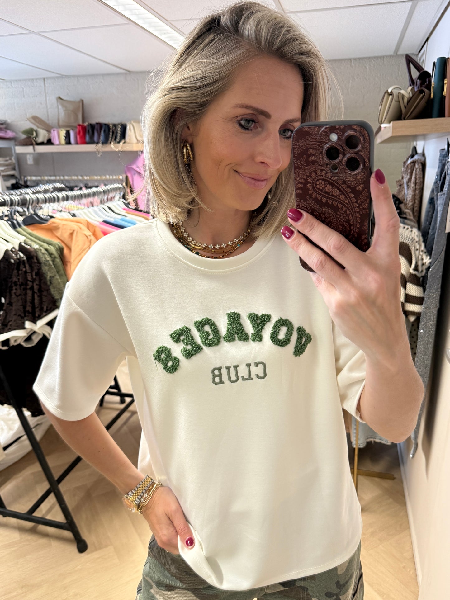 Shirt Voyages Club Wit Groen