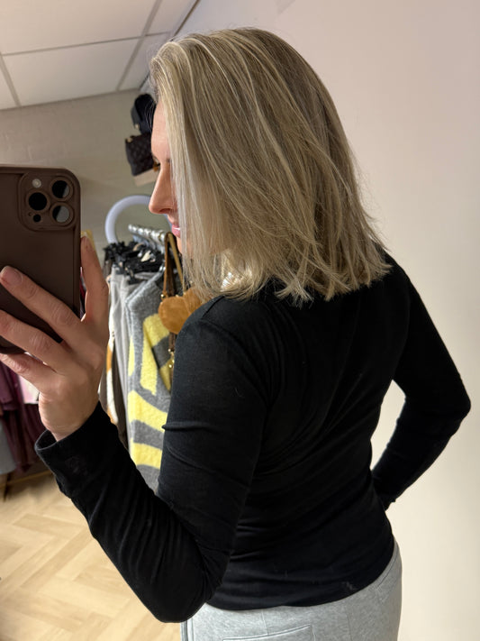 Shirt Katoen Ronde Hals Zwart