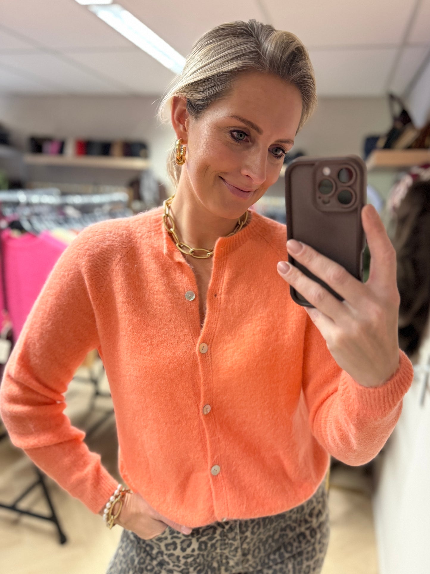 Vest Claudia Lange Mouw Alpaca Peach