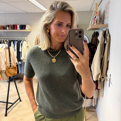 Trui Claudia Alpaca Korte Mouw Armygroen