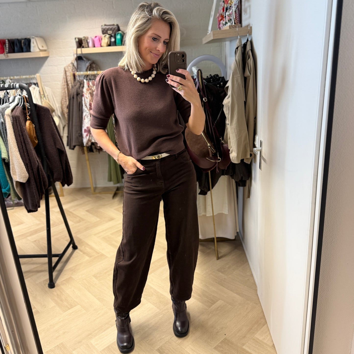Jeans Lina Balloon Choco Bruin