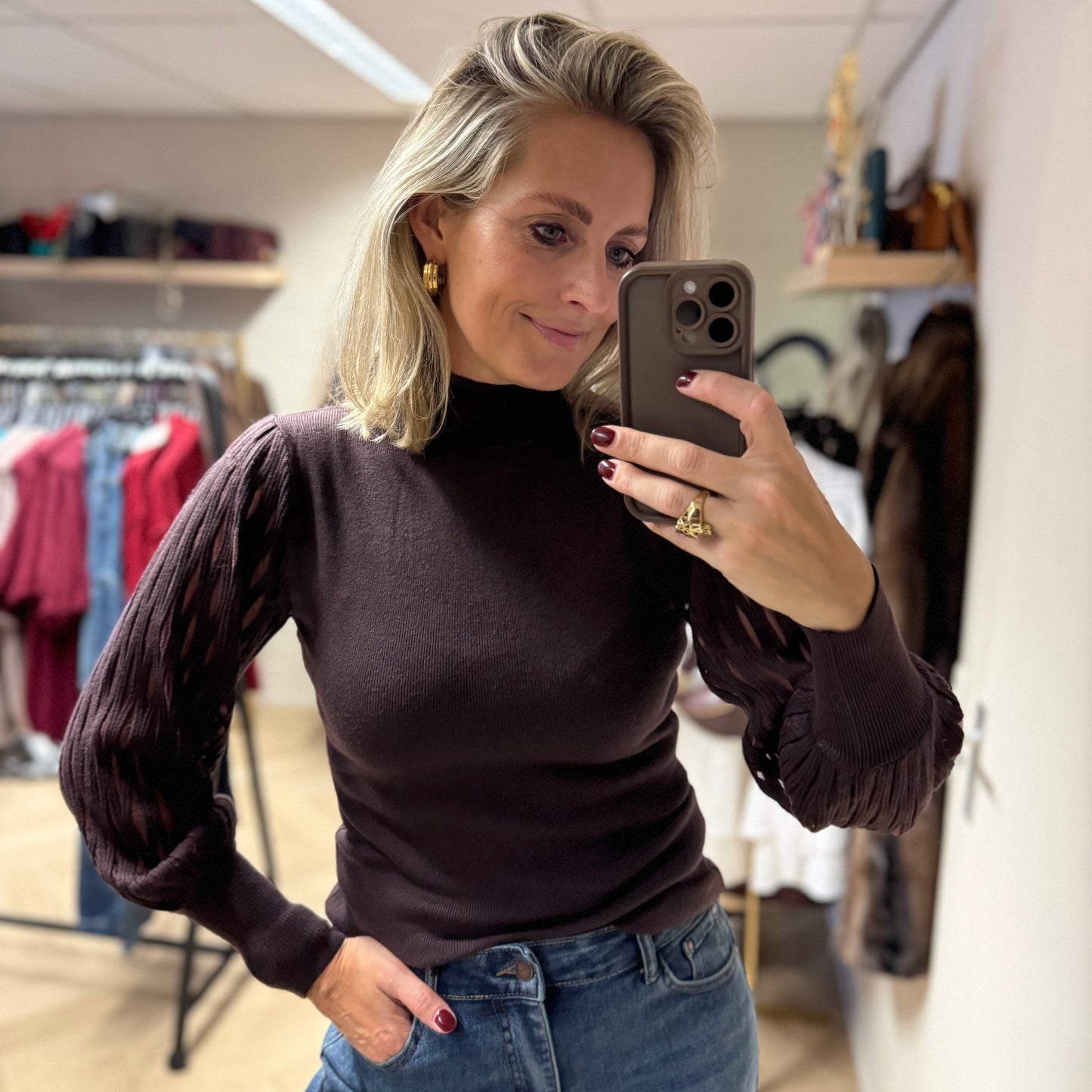 Trui Cindy Mouwen Choco