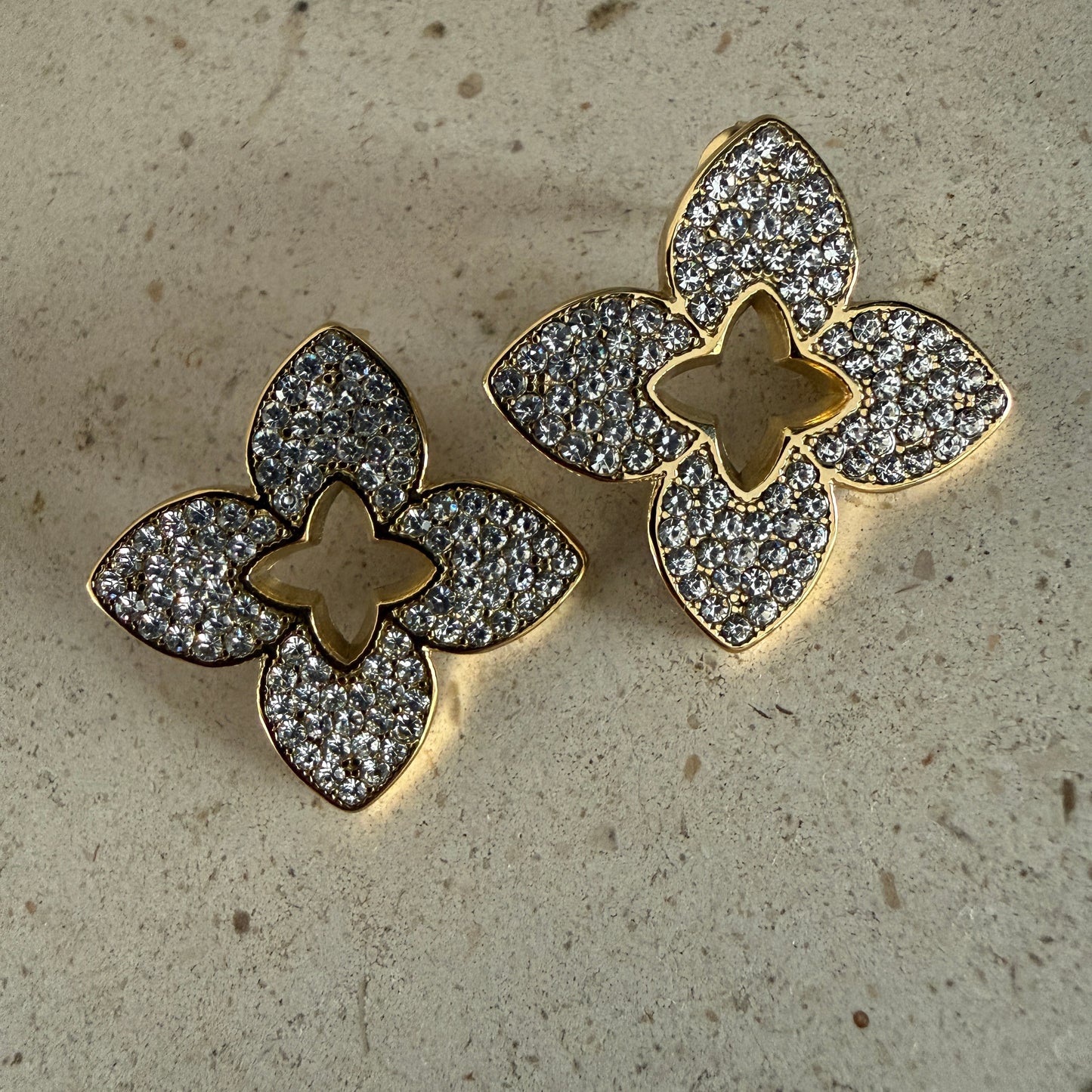 Oorbellen Flower Steentjes Goud